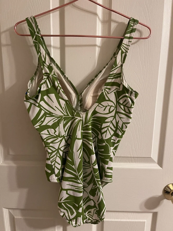 Traje de baño de una pieza Baltex Maillot Body floral verde blanco talla 10 D floral años 90 de colección Foto 3 de 4