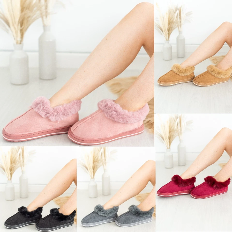 WOMENS LADIES COMFY INDOOR HOME COMFY ANKLE HARD SOLE WARM SLIPPERS BOOTIES SZ