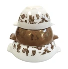 Pyrex EARLY COLONIAL EAGLE AMERICAN Set of 3 Cinderella Nesting Mixing Bowls