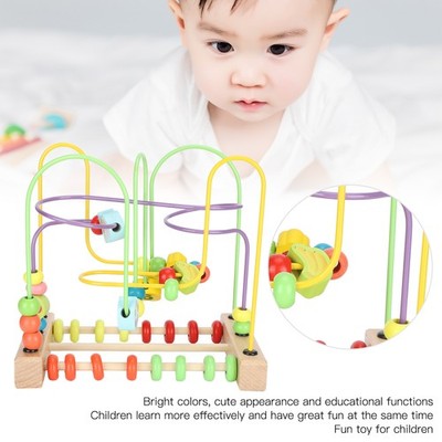 Wooden Bead Maze Activity Cube Fruits Slide Abacus Toddler Roller Coaster Ed SET