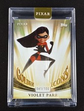 Violet Parr 2025 Topps Pixar Gold Golden Icons Encased /100 #GI-32