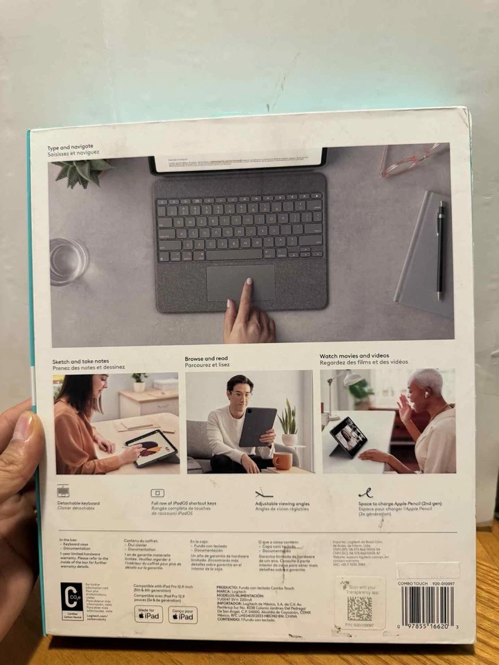 Logitech Combo Touch iPad Pro 12.9-inch (5th, 6th gen - 2021,2022) Keyboard Case - Image 4 of 4