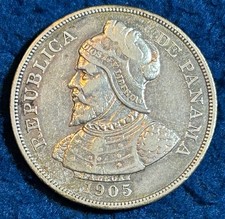 ---1905 Panamá 50c Centesimos Balboa Conmemorativo---