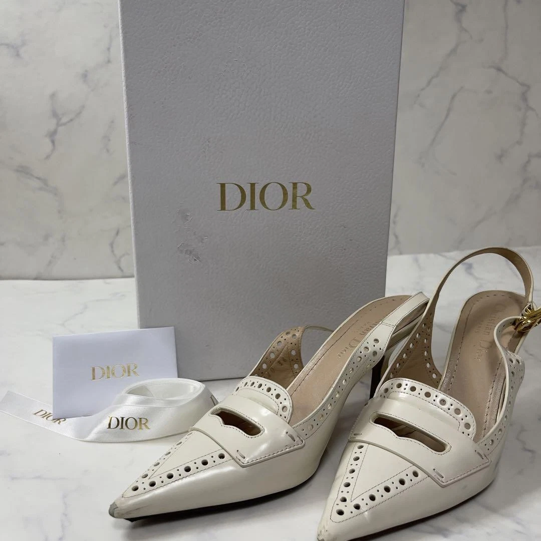 Escarpins Christian Dior talon cuir ivoire EU36/US6 59836c
