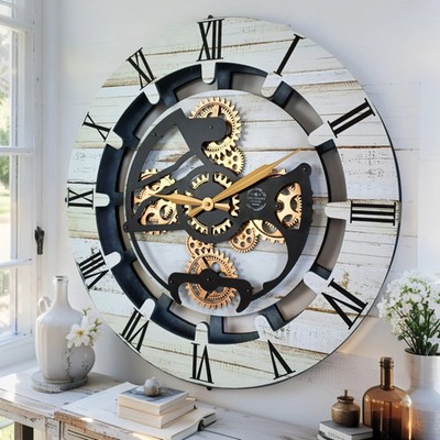 The Gears Clock CANADA LINE WALL CLOCK ROUND 24 INCH DESERT BEIGE