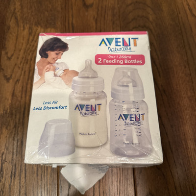 AVENT 2 Baby Bottles - 9oz Baby Infant Bottle VTG Open Box Made In England