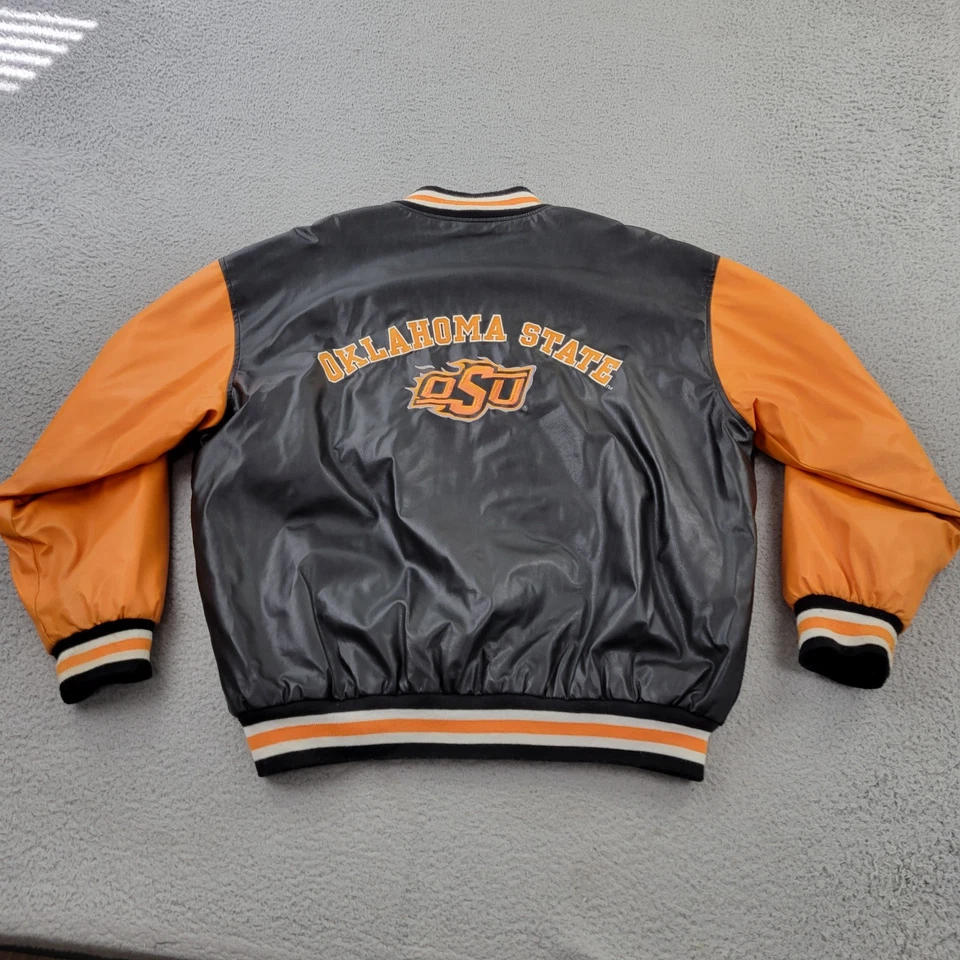 OSU Cowboys Varsity Jacket Mens Large Oklahoma State Steve & Barry's Snap - Image 2 of 4