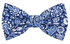 JMEETY Cotton Floral Bow Ties for Men Pre-Tied Mens Bowtie Paisley Flower Blue