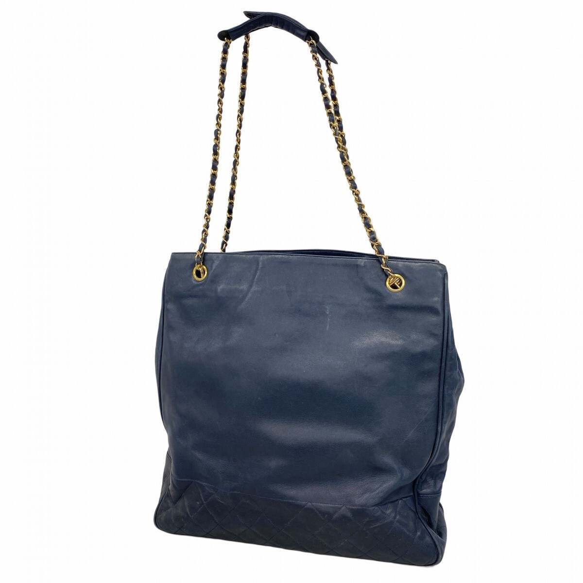 Chanel Navy Shoulder Bag with Chain Strap 254066-image