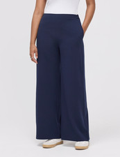 FINERY ELASTICATED WAIST WIDE LEG TROUSERS PULL ON NAVY BLUE BNWT UK 20