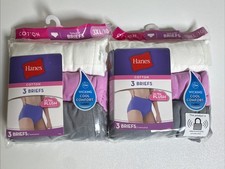 6 pairs Hanes Cotton Briefs Size 10 Underwear Panties White Pink Gray NEW