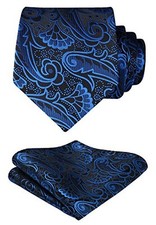 Paisley Ties for Men Extra Long Floral Ties 2XL, 70 inches length Blue  Black