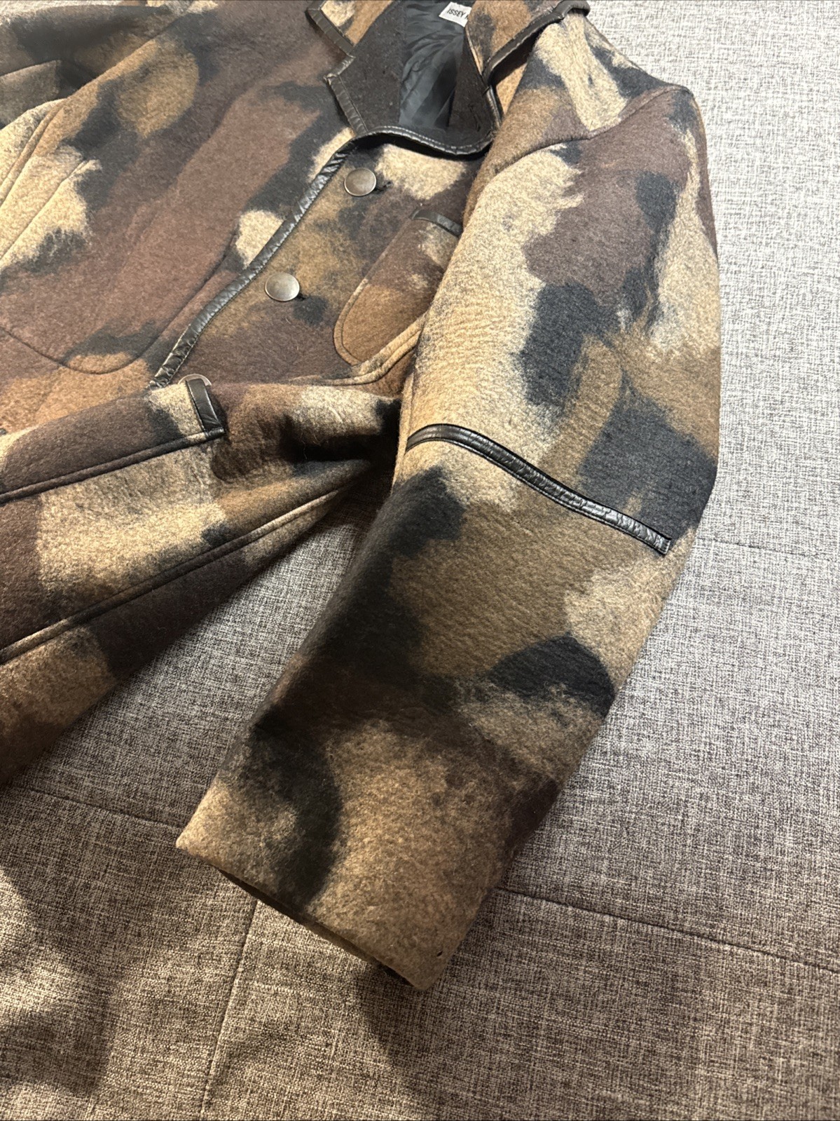 AW1997 Issey Miyake Wool Camo Blazer Leather Trim - Medium - EXTREMELY RARE image 7