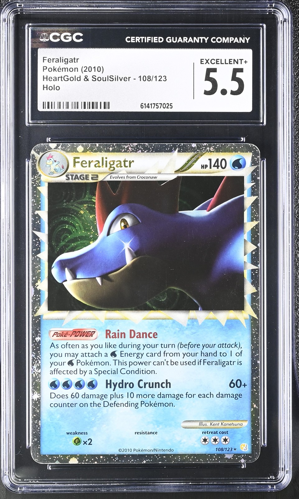 Feraligatr 108/123 Holo Heartgold & Soulsilver Pokemon CGC 5.5