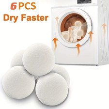 6PCS 5CM Reusable Wool Tumble Dryer Balls Home Natural Laundry Clean Pactical UK