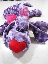 Dan Dee Collectors Choice Plush Floppy Puppy Dog Red Heart Nose Flat Stuffed 16"