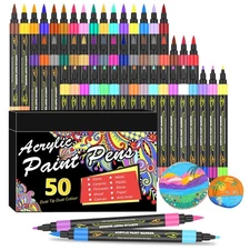100 Colors Acrylic Paint Markers Pens Set,50 Pack Dual Tip Acrylic Paint Mark...