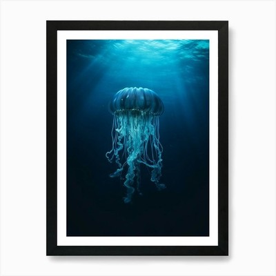 Upside Down Jellyfish Ocean Realist Framed Wall Art Poster Canvas Print Picture