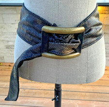 Vintage Statement Cinch Waist Belt L Snakeskin Soft Faux Leather Retro Boho 90s