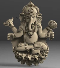 3D STL Model GOD GANESHA 1 for CNC Router 3D Printer Carving Aspire Artcam