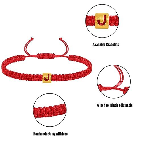 Initial Bracelets for Women Men Teen Boys Girls Woven Rope Braided Letter Red-J - Picture 3 of 7
