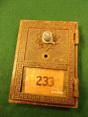 INCOMPLETE OLDER VTG US POSTAL MAILBOX DOOR #233 (COMBO):  MADE BY ''CORBIN 1955''