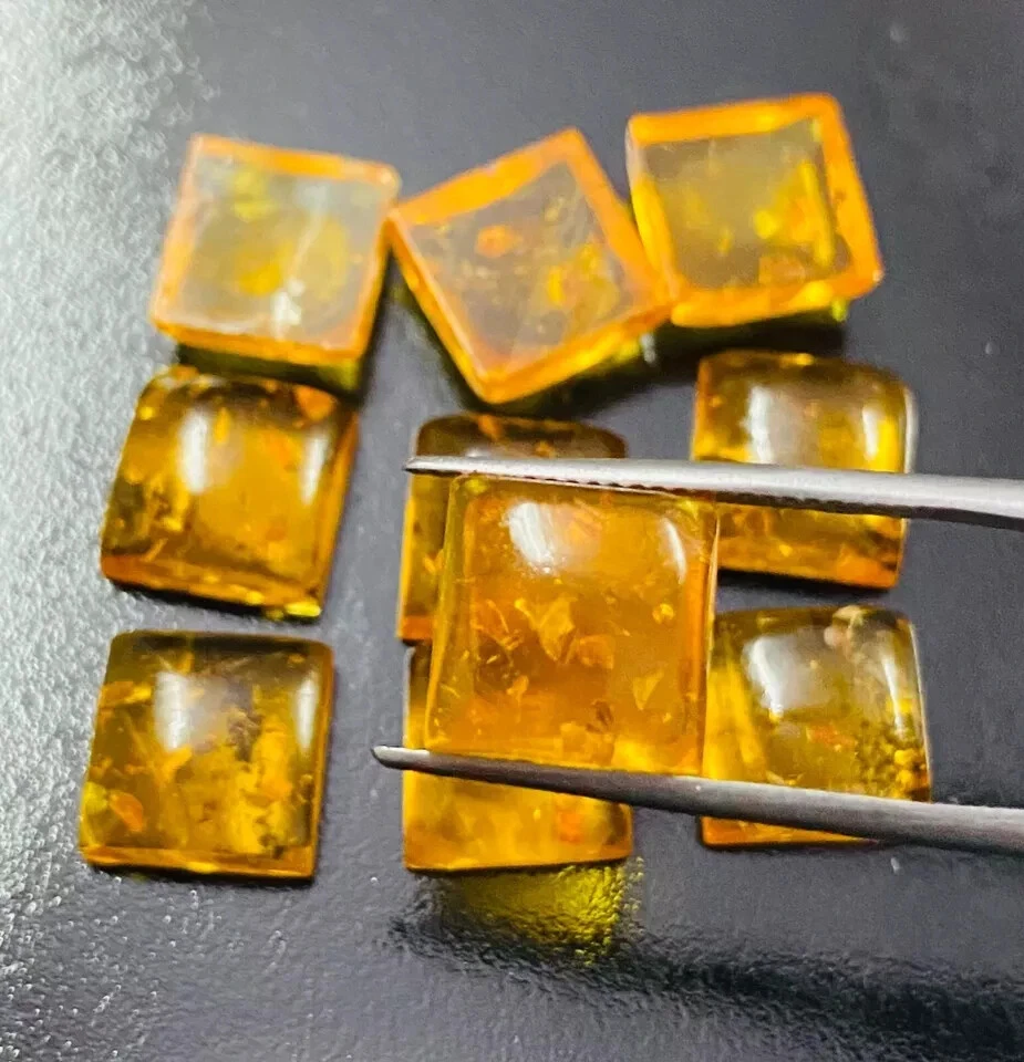 Baltic Amber Square Shape Flat Back Cabochon AAA Quality Wholesale Lot - Image 3 of 4