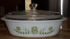 Glasbake Jeanette Glass 1 Qt Oval Casserole Primrose Dream Green J235 & Lid EX