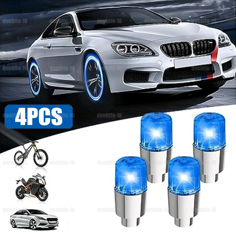 4× Car Auto SUV Wheel Tyre Tire Air Valve Stems LED Light Caps Cover Accessories - Image 4 of 4