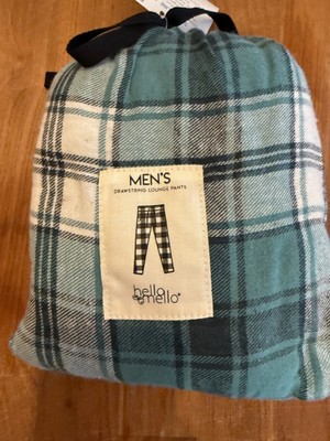 Hello Mello Men's Flannel Lounge Pants, Green Plaid (Small 27-29