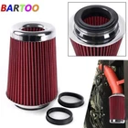 RED Universal Clamp On Cone High Flow Air Intake Filter 9" Tall 3" 3.5" 4" Inlet