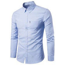 Men's Business Shirt Casual Slim Shirts Long Sleeve Button Down Tops Blouse