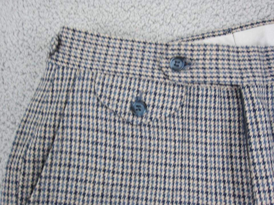 True Vintage Jaymar Tweed Pants Mens 32x28 Brown Blue 60s 70s Houndstooth Knit - Image 3 of 4