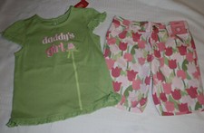 Gymboree Tulip Garden Size 5 Adjustable Waist Shorts 4T Shirt Outfit NWT