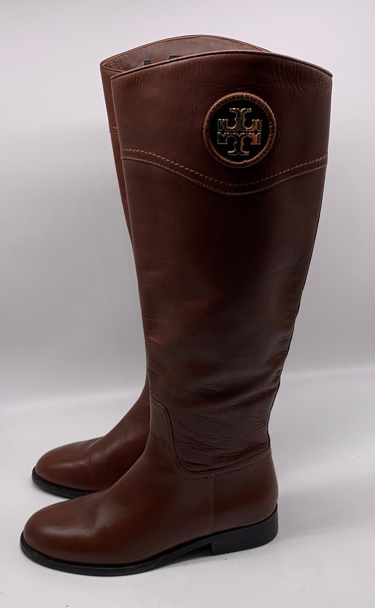 Tory Burch Womens Brown Leather Ashlynn Riding Boots sz 7 M