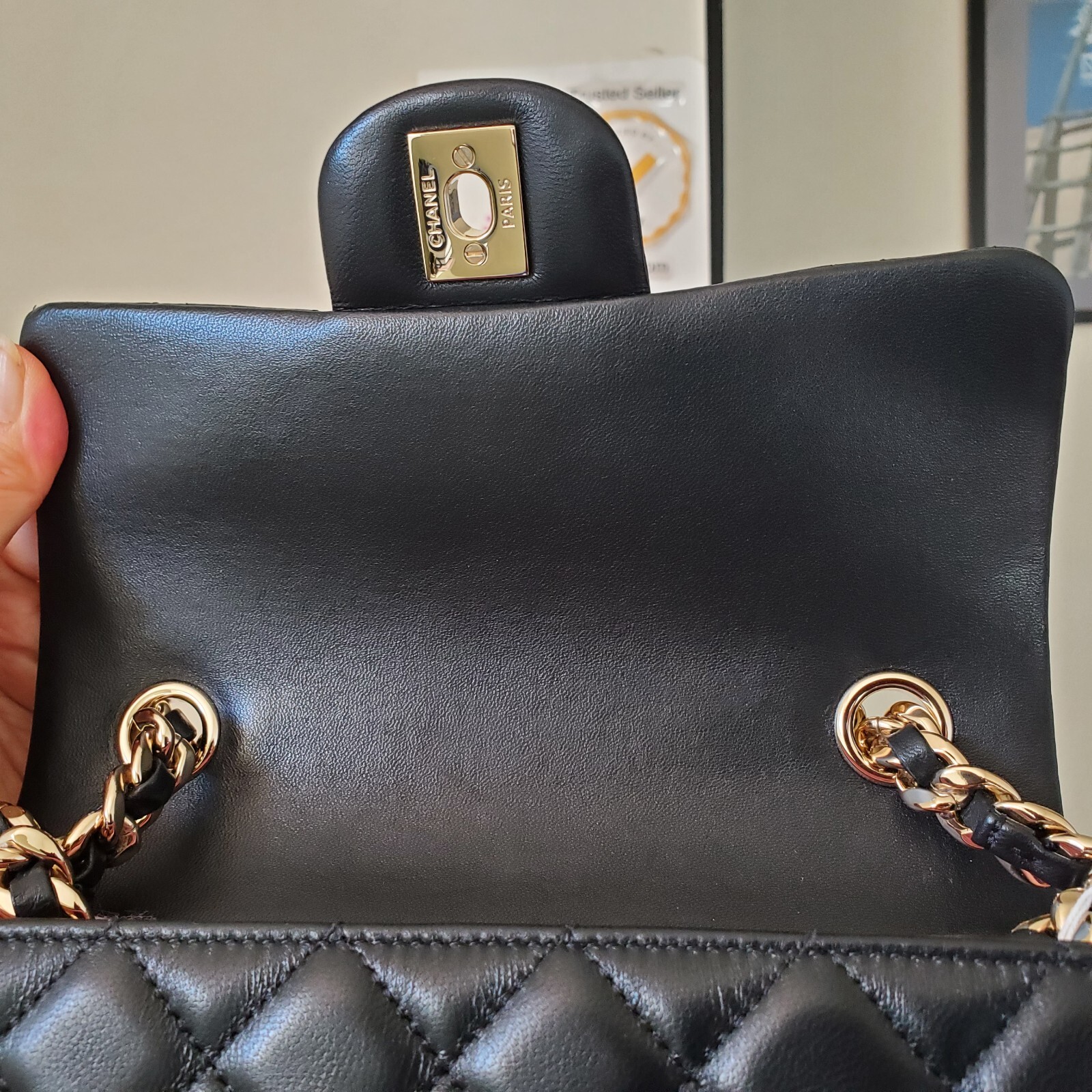 Chanel Classic mini Rectangular black Lambskin Co… - image 14