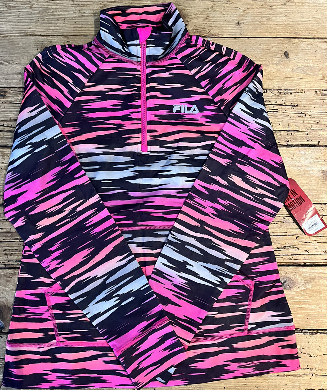 Giacca donna Fila taglia XS multicolore fantasia zebrata 1 4 zip nuova con etichetta