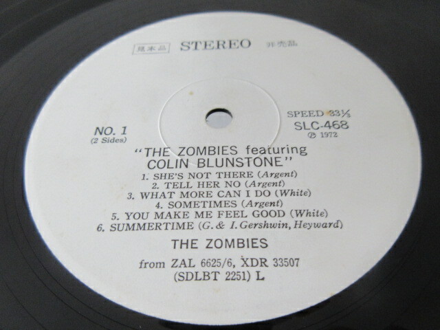 洋楽 ZOMBIES feat. COLIN BLUNSTONE SLC-468 Zombies featuring Colin Blunstone Japan Promo White Label Vinyl LP