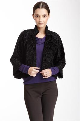 T Tahari Adriella Black Faux Fur Dress Jacket Size Large NWT $228