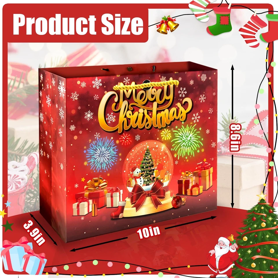 Christmas gift bag light fireworks and cheer music with shopping handle groce... - Image 2 of 4