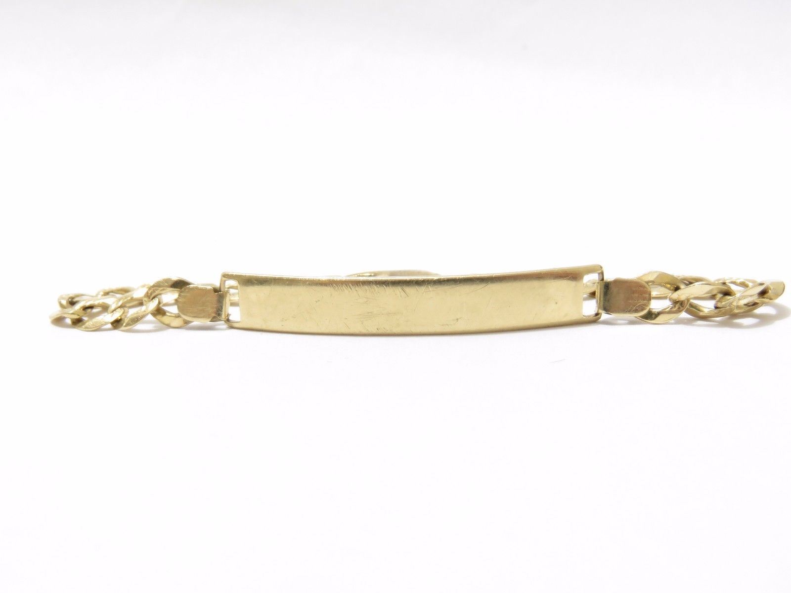 14k Yellow Gold Identification ID Bracelet Italian 7" Gem