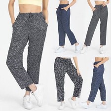 Damen Sommerhose locker luftig lang Gummibund leicht locker Sommer Hose in M-3XL