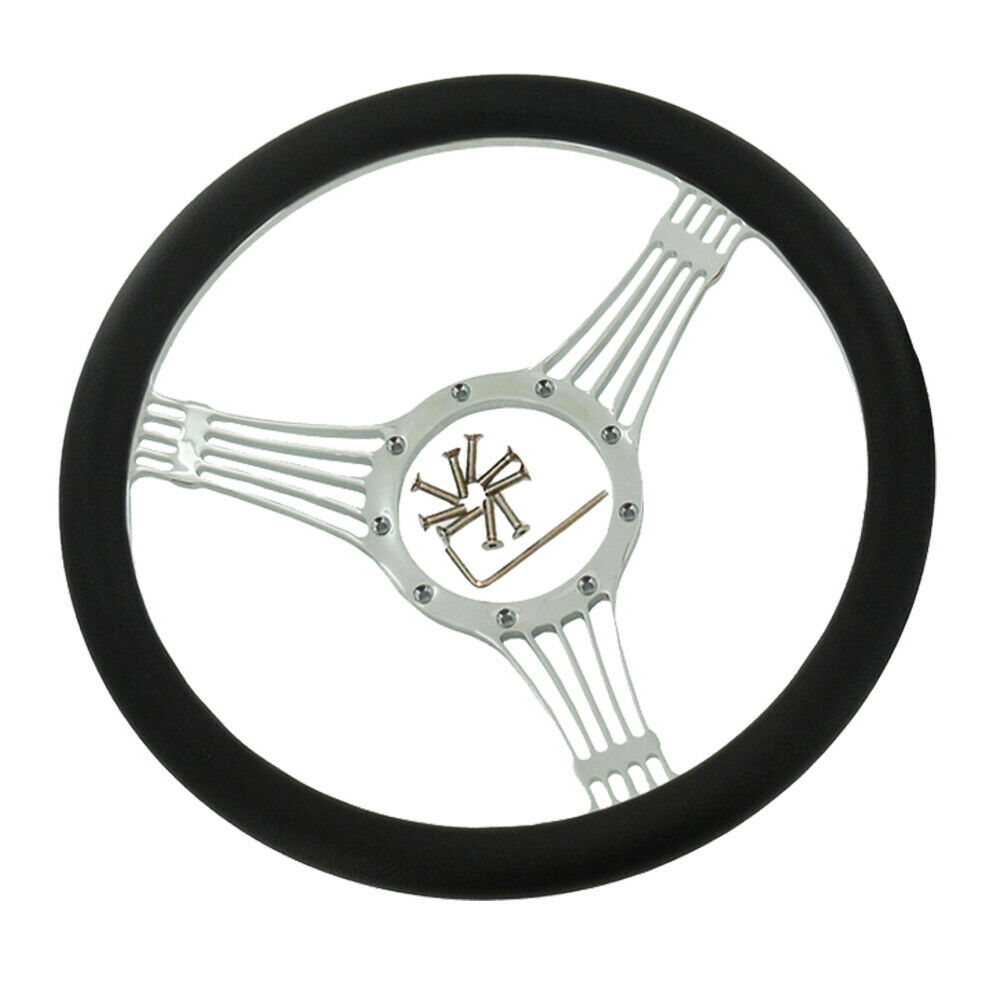 Auto Steering Column 30" No Key & Chrome 14" Steering Wheel & Smooth Horn Button eBay