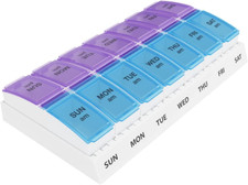 Weekly 7-Day AM/PM Pill Case, Medicine Planner, Vit Organizer Box