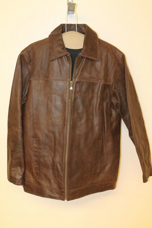 MENS WILSONS VINTAGE HICKORY BROWN LEATHER FLIGHT/PILOT JACKET SZ M