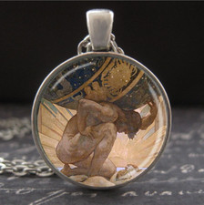 Atlas and the Hesperides Zodiac Necklace John Singer Sargent Art Pendant Glass Atlas and the Hesperides Zodiac Necklace John Singer Sargent Art Pendant Glass