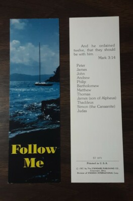 ''FOLLOW ME'' BOOKMARK WITH SCRIPTURE - Standard Publishing 1982 - Lot of 5