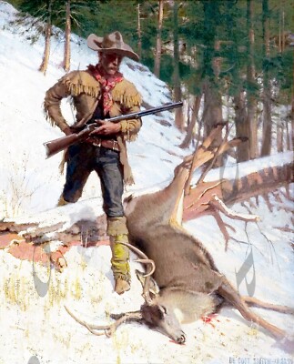 ANTIQUE HUNTING REPRO 8X10 DE COST SMITH PHOTOGRAPH PRINT MULE DEER HUNTER 