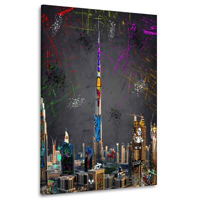 Graffiti Dubai Skyline Street Art Wandbild Leinwandbild Kunstdruck XL Wanddeko