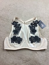 Fredericks Of Hollywood Tan/black Mesh Bra Womens Size M NWT Underwire